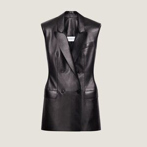 Givenchy Black Leather Double-Breasted Sleeveless jacket - from the runway